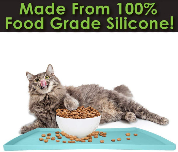 CatGuru Cat Food Mat, Small & Large Pet Food Mat, Pet Mats for Food and Water, FDA Silicone Pet Feeding Mat, Non Slip Cat Mat for Food, Best Pet Bowl Mat, Waterproof Cat Feeding Mat