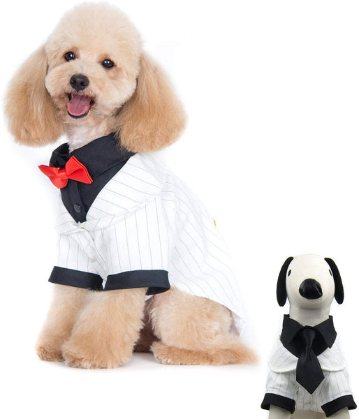 Alfie Pet - Oscar Formal Tuxedo with Black Tie and Red Bow Tie