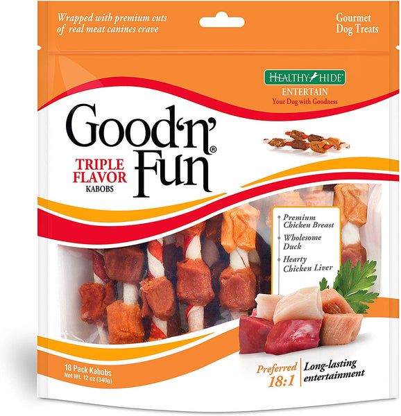 Good'N'Fun Triple Flavored Rawhide Kabobs for Dogs