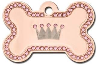 Diva Crown Jewel Collection Swarovski Large Bone Shape Personalized Custom Engraved Pet ID Tags!