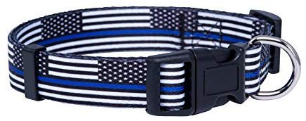 Native Pup Thin Blue Line Flag Dog Collar