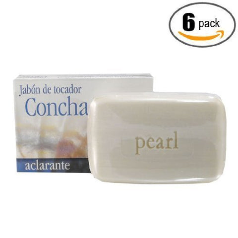 Jabon De Tocador Concha Nacar Aclarante - Para El Cuidado De Tu Cara Y Piel - Set De 6 Jabones