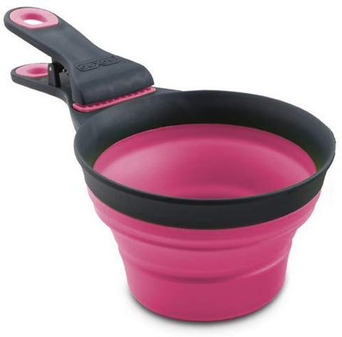 Dexas Popware for Pets Collapsible KlipScoop, 1/2 Capacity, Gray/Pink