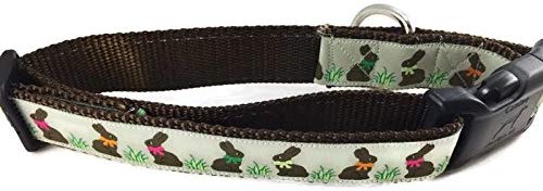 Easter Dog Collar, Caninedesign, Bunny, 1 inch Wide, Adjustable, Nylon, Medium and Large