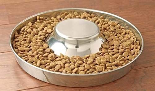 King International Stainless Steel Dog Bowl 2 Puppy Litter Food Feeding Weaning|SilverStainless Dog Bowl Dish| Set of 2 Pieces | 29 cm - for Small/Medium/Large Dogs, Pets Feeder Bowl and Water Bowl