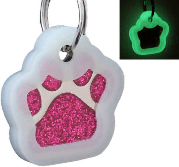 io tags Pet ID Tags, Personalized Dog Tags and Cat Tags, Custom Engraved, Easy to Read, Cute Glitter Paw Pet Tag
