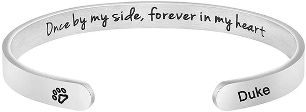 MEMGIFT Dog Memorial Cuff Bracelet Remembrance Loss of Pet Jewelry Sympathy Gift Engraved Pets Name