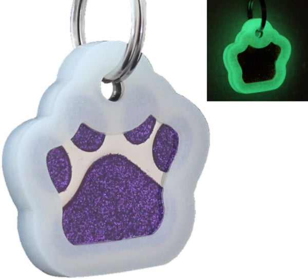 io tags Pet ID Tags, Personalized Dog Tags and Cat Tags, Custom Engraved, Easy to Read, Cute Glitter Paw Pet Tag