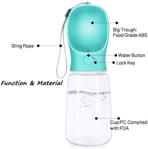 Dog Water Bottle, Leak Proof Portable Dog Water Dispenser Lightweight Dog Travel Water Bottle Bowl for Walking BPA Free 18 OZ