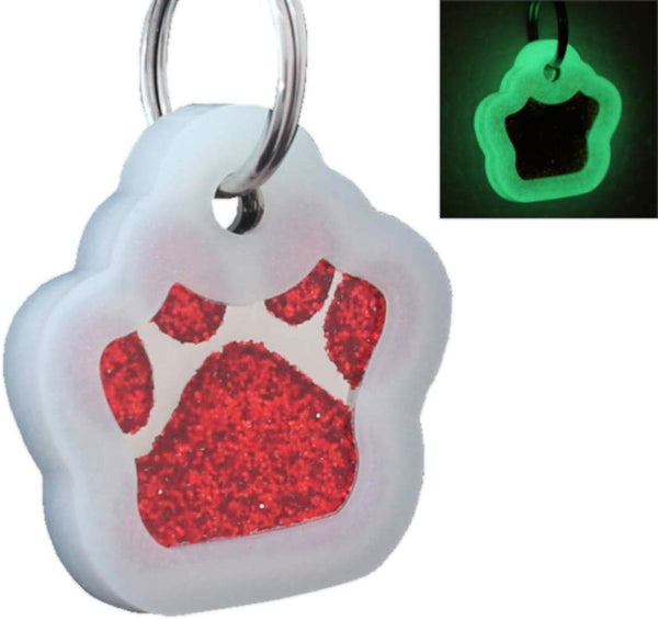 io tags Pet ID Tags, Personalized Dog Tags and Cat Tags, Custom Engraved, Easy to Read, Cute Glitter Paw Pet Tag