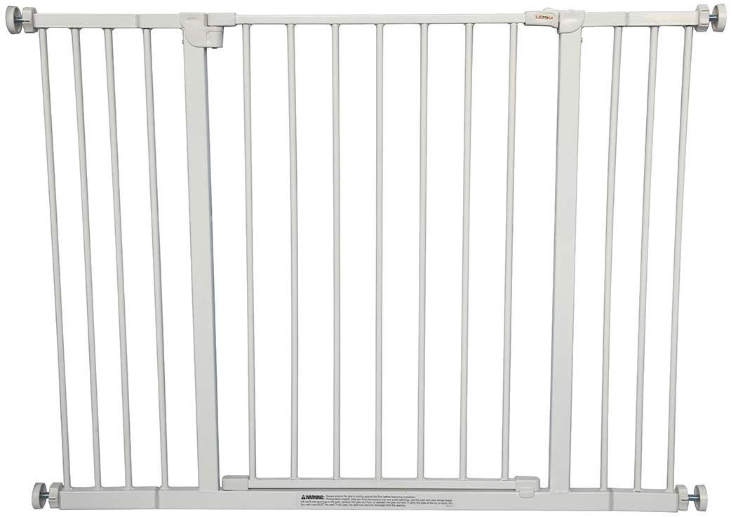 LEMKA Safety Baby Gate,Thru Gate Metal Expandable Pet Gate for Stairs,Doorways with 4" & 6" Extension,Fits Spaces Between 30" to 42" Wide 30" High