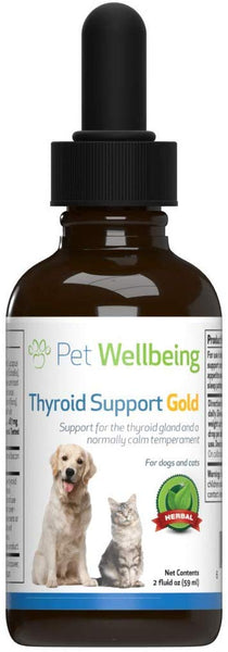 Pet Wellbeing - Thyroid Support Gold for Cats - Natural Support for Feline Thyroid Gland and Normal Calm Temperament - 2oz (59ml)