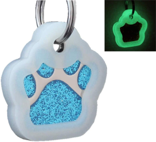 io tags Pet ID Tags, Personalized Dog Tags and Cat Tags, Custom Engraved, Easy to Read, Cute Glitter Paw Pet Tag