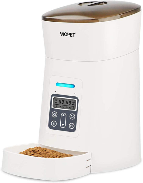 WOPET 6 Meal Pet Feeder,Automatic Pet Dog and Cat Feeder, Auto Pet Feeder Food Dispenser with Distribution Alarms, Portion Control, Voice Recorder, Programmable Timer