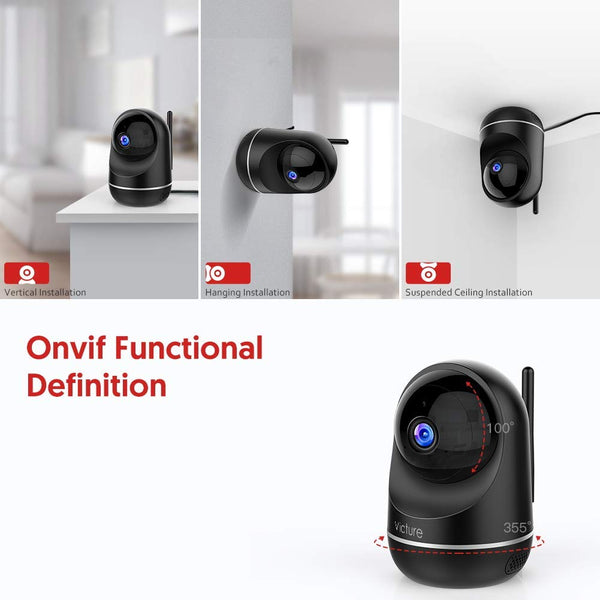 Victure Dualband 2.4Ghz and 5Ghz 1080P WiFi Camera Baby Monitor,FHD Wireless Security Camera with Motion Detection via IPC360 Pro, Pan Tilt, 2-Way Audio, Night Vision