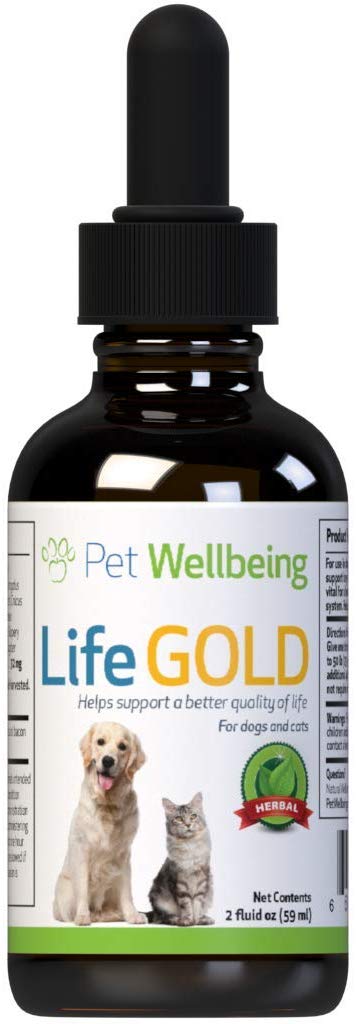 Pet Wellbeing - Life Gold For Dogs - Immune system support and antioxidant protection for canines with cancer 2 oz (59ml)