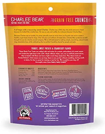 Charlee Bear Grain-Free Bear Crunch Turkey, Sweet Potato & Cranberry Flavor 8 oz