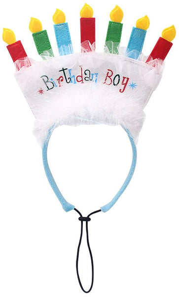 Dog Birthday Bandana with Birthday Candle Headband - Pet Birthday Gift Decorations Set, Soft Scarf & Adorable Hat for Party Accessory