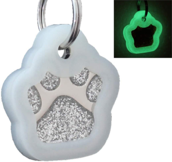 io tags Pet ID Tags, Personalized Dog Tags and Cat Tags, Custom Engraved, Easy to Read, Cute Glitter Paw Pet Tag