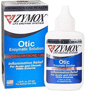 Zymox Otic with Hydrocortisone 1.0% 1.25 Oz Dog Cat Ear Infections