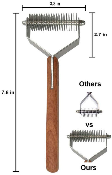 MEETWIN Undercoat Grooming Rake, Dematting Stripper, Tool, Combs for Medium to Large Dogs, Cats, Stainless Steel Combines with Solid Wooden Handle