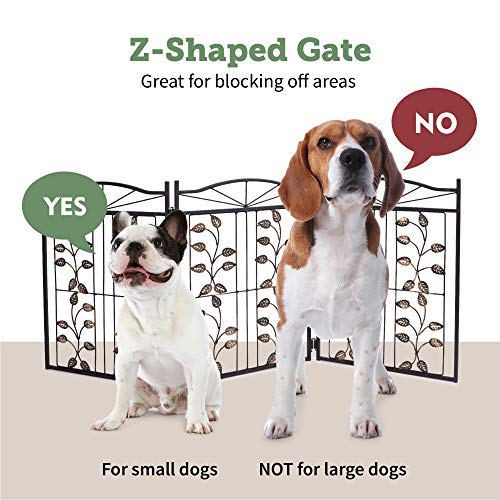 Hoovy Freestanding Metal Pet Gate: Foldable & Extendable Dog & Puppy Gate for Home & Office Use | Keeps Pets Safe | No Assembly Required | Portable & Durable Design (Metal Leaf Design)