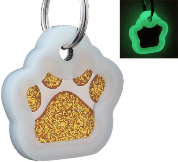 io tags Pet ID Tags, Personalized Dog Tags and Cat Tags, Custom Engraved, Easy to Read, Cute Glitter Paw Pet Tag