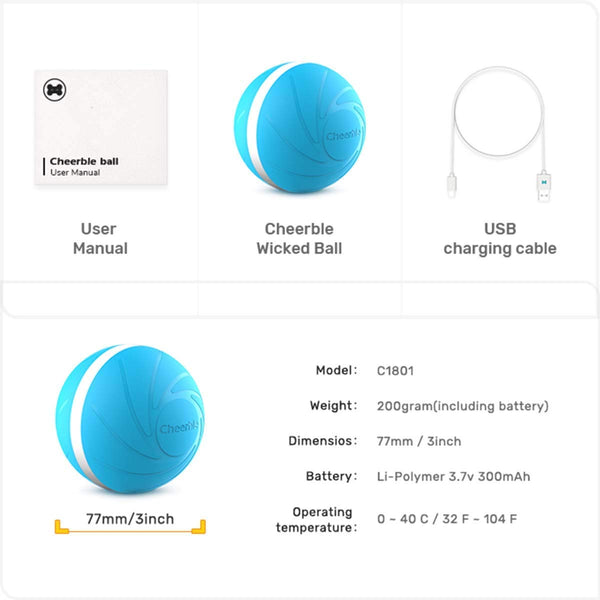 Upgraded Interactive Pet Toy Ball for Cat Dog,Built-in Gravity Sensor,USB Rechargeable,360 Degree Auto Rolling\/Turn Off,RGB LED Lights,Waterproof Durable Rubber Smart Chase Toys