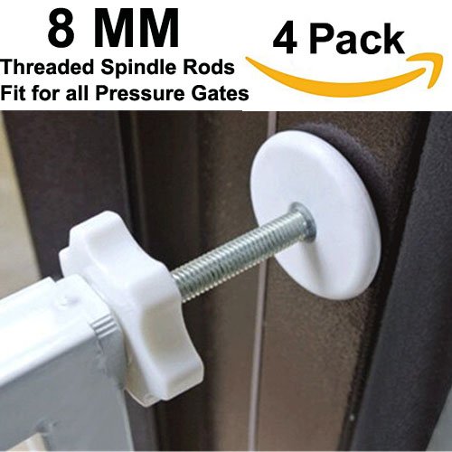 4 Pack Pressure Gates Threaded Spindle Rods M8 (8 mm), Baby Gates Accessory Screw Bolts Kit Fit for All Pressure Mounted Walk Thru Gates (8mm 4 Pack)