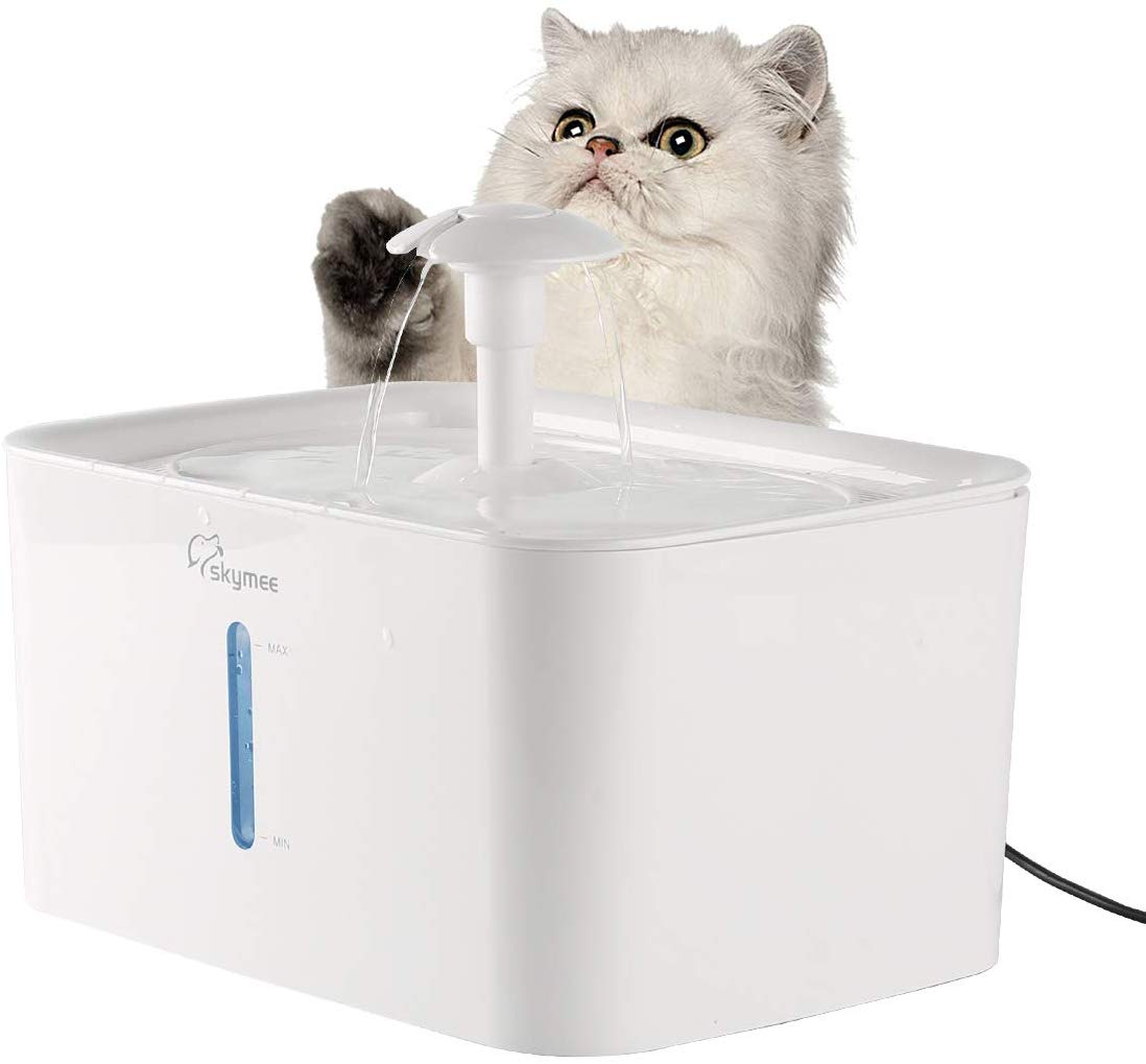 SKYMEE Pet Water Fountain 3L Automatic Pet Cat and Dog Drinking Fountain with Two Water Storage Bowls and Two Water Outlets, Suitable for Two Pets to Drink