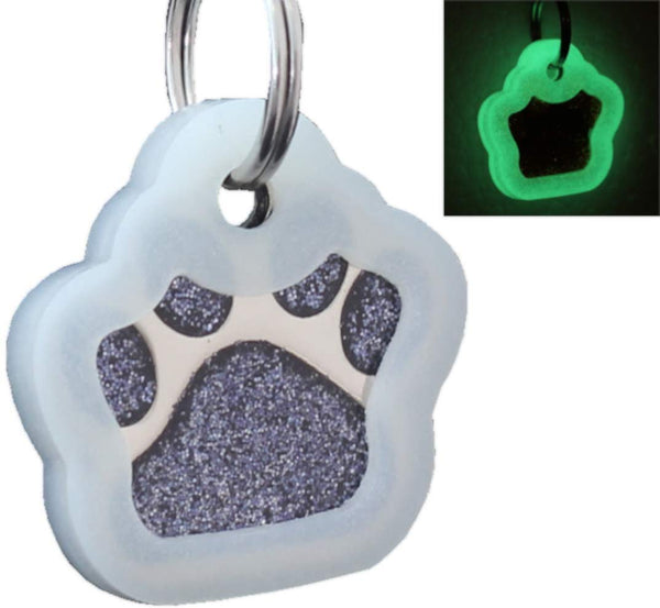 io tags Pet ID Tags, Personalized Dog Tags and Cat Tags, Custom Engraved, Easy to Read, Cute Glitter Paw Pet Tag