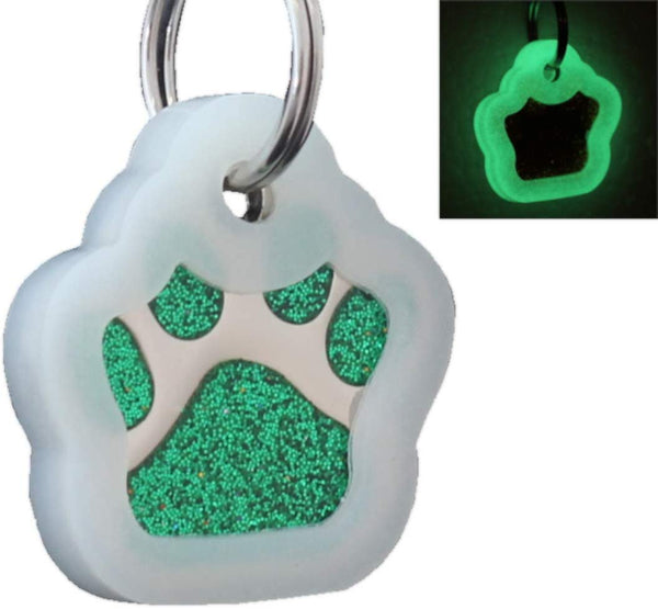 io tags Pet ID Tags, Personalized Dog Tags and Cat Tags, Custom Engraved, Easy to Read, Cute Glitter Paw Pet Tag