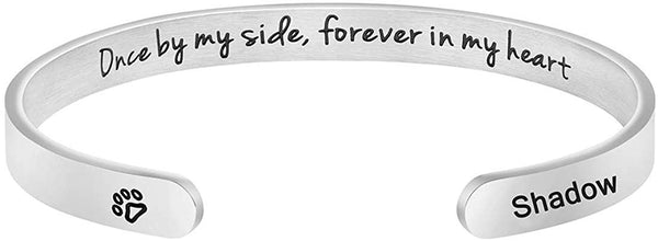 MEMGIFT Dog Memorial Cuff Bracelet Remembrance Loss of Pet Jewelry Sympathy Gift Engraved Pets Name