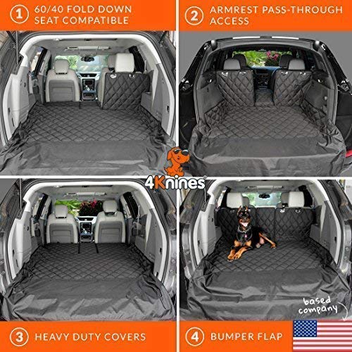 4Knines SUV Cargo Liner for Fold Down Seats - 60\/40 Split and Armrest Pass-Through Compatible - USA Based Company