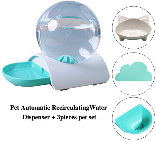 FYSLIYO Dog and Cat Water Fountain Bubble pet Water Fountain Food Bowl Pets placemat 3set