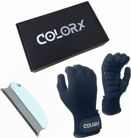 ColorX Pet Grooming Glove & Brush Set - Pet Hair Remover for Cat and Dog - Premium Pet Gloves for Hair Removal,Brush for Shedding, Dogs,Cats Horses