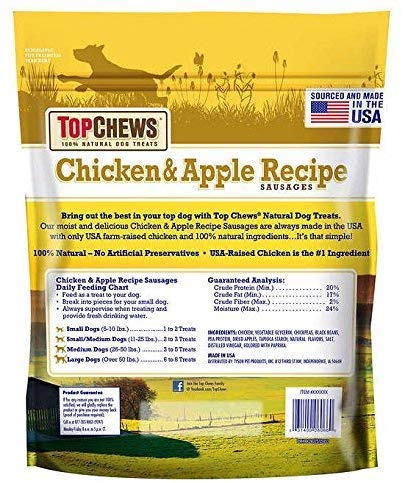 Top Chews Chicken & Apple Recipe 100% Natural Dog Treats & Contain No Artificial Preservatives, 2.5 lb. Bag