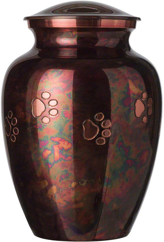 Best Friend Services Ottillie Paws Series Pet Urn for Dogs and Cat Ashes, Hand Carved Brass Pet Cremation Urns