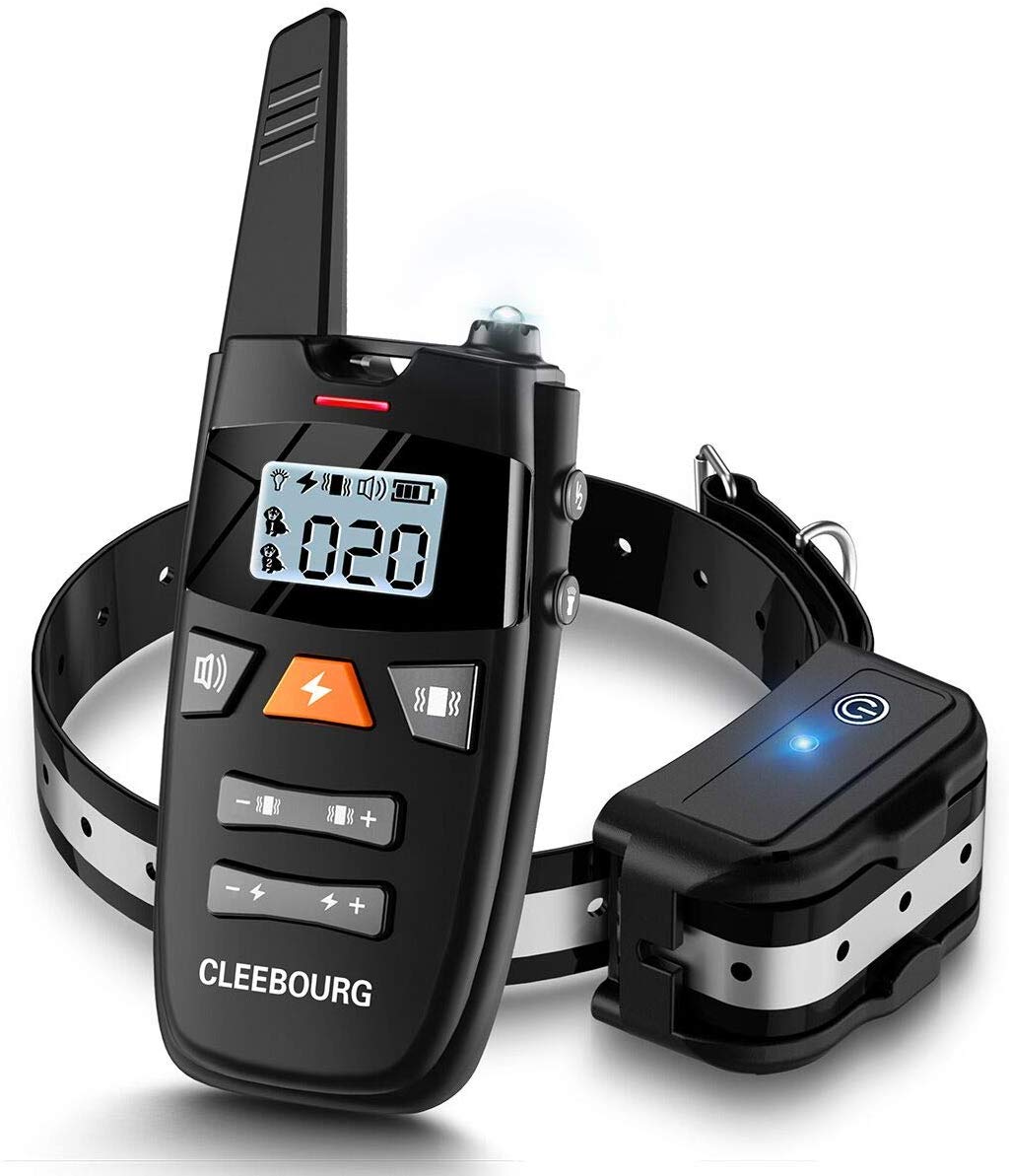 CLEEBOURG Dog Shock Collar, Remote Dog Training Collar with 3 Safe Correction Remote Training Modes, Shock, Vibration, Beep, Adjustable Collar Strap for Small Medium Large Dog