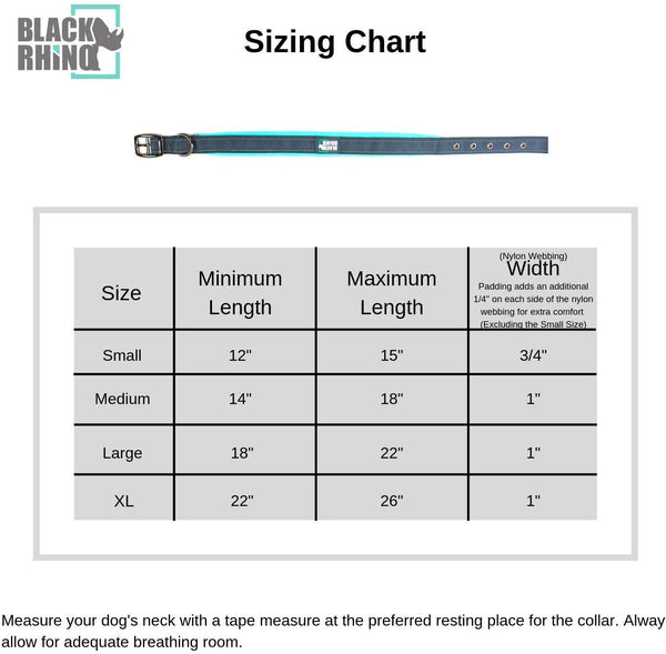 Black Rhino - The Comfort Collar Ultra Soft Neoprene Padded Dog Collar for All Breeds - Heavy Duty Adjustable Reflective Weatherproof