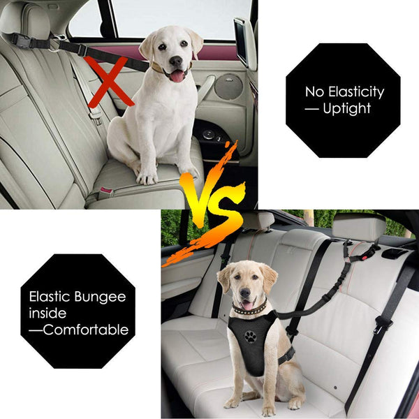 SlowTon Dog Seat Belt, 2 Pack Pet Car Seatbelt Headrest Restraint Adjustable Puppy Safety Seat Belt Reflective Elastic Bungee Connect Dog Harness in Vehicle Travel Daily Use