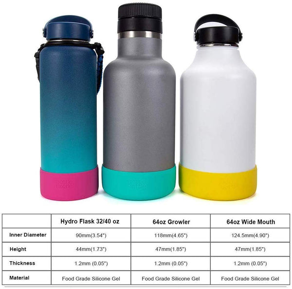 bottlebottle Protective Silicone Sleeve Fit 12-64oz for Hydro Flask,Simple Modern,Takeya,MIRA, Iron Flask and Other Brand Water Bottle, BPA Free Anti-Slip Bottom Sleeve Cover