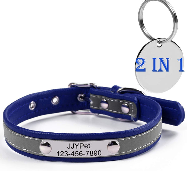 M JJYPET Personalized Dog\/Cat Collars Engraved Pet Collar with Name Plated,Reflective,Size Available:Extra-Small Small Medium Large Extra-Large