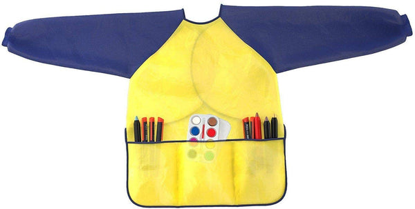 Kids Art Smocks Pack of 2 - Children Artist Painting Aprons Waterproof and Long Sleeve with 3 Roomy Pockets for Boys and Girls Age 2-6 Years Old