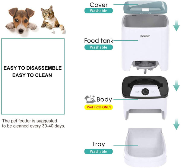 SEISSO Automatic Cat Feeder with WiFi App Remote Control Feeding, 6 Liter Dog Food Dispenser with Timer Programmable, Portion Control, Voice Recording, IP Detect, up to 8 Meals a Day for Pet Feeding