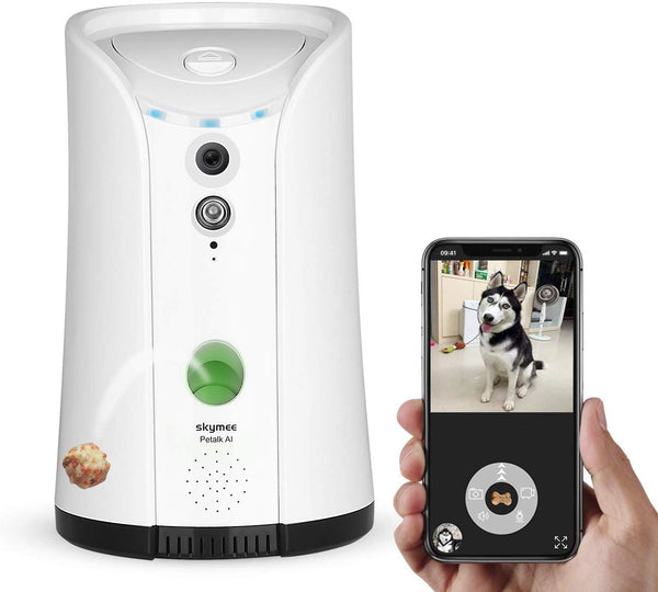 SKYMEE Dog Camera Treat Dispenser,WiFi Full HD Pet Camera with Two-Way Audio and Night Vision,Compatible with Alexa