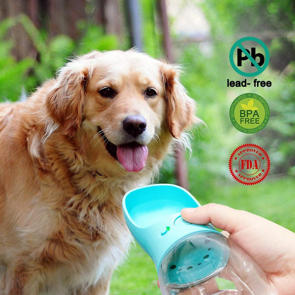 QQPETS Dog Water Bottle for Walking, Dispenser Pet Portable Dogs Cats 12OZ Travel Drink Bottle Bowls BPA Freee,Leak Proof,Food Grade