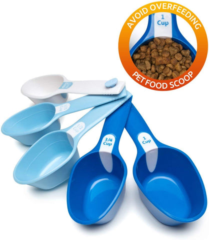 Petfactors Set of Five Pet Food Scoop, Plastic, Measuring Cups, for Dog, Cat and Bird Food