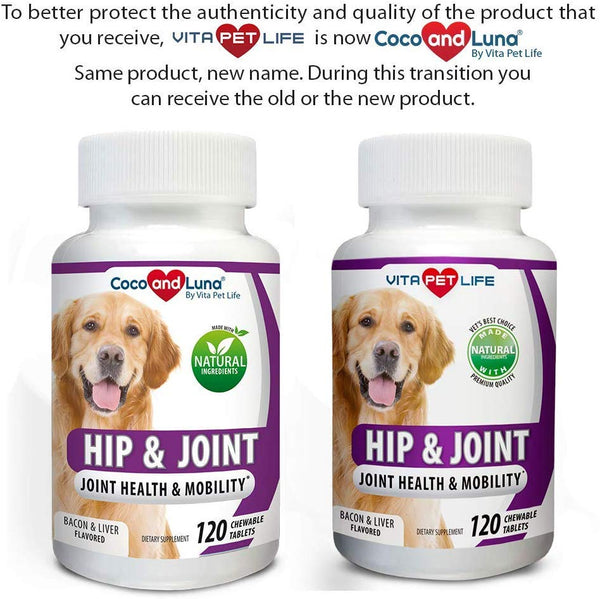 Glucosamine for Dogs, Hip and Joint Support for Dogs, MSM, Chondroitin, Pain Relief from Arthritis, Joint Inflammation and Dysplasia, for Healthy Cartilage and Mobility, 120 Natural Chew-able Tablets