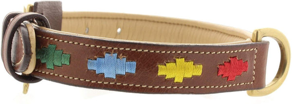Viosi Leather Dog Collar for Large Medium Small Dogs Best Padded Buffalo Hide 2 Solid Brass Rings for Leash and Dog Tag, Metal D-Buckle